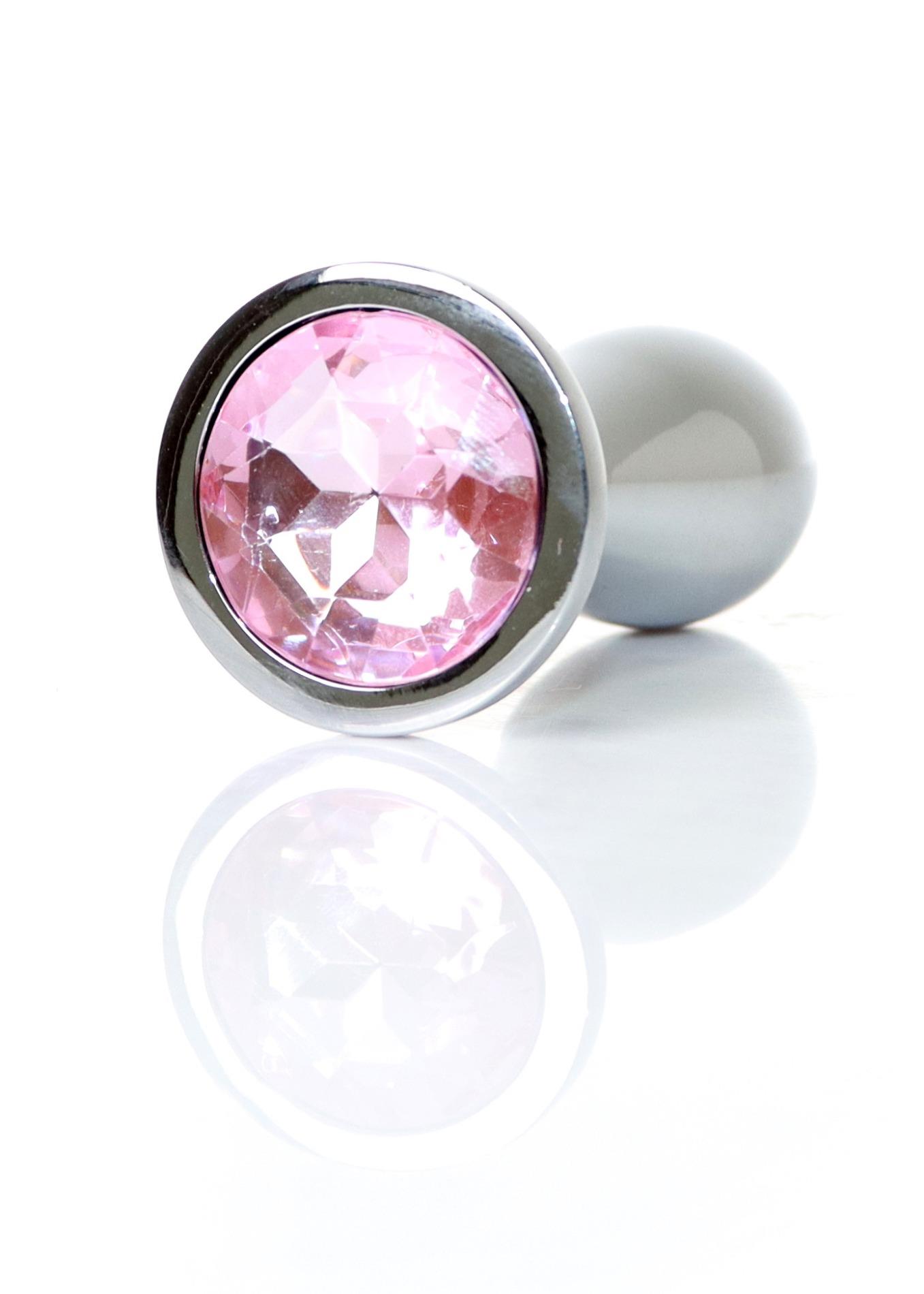 Korek analny Jewellery Silver Plug Clear M, 9,2 cm (różowy)