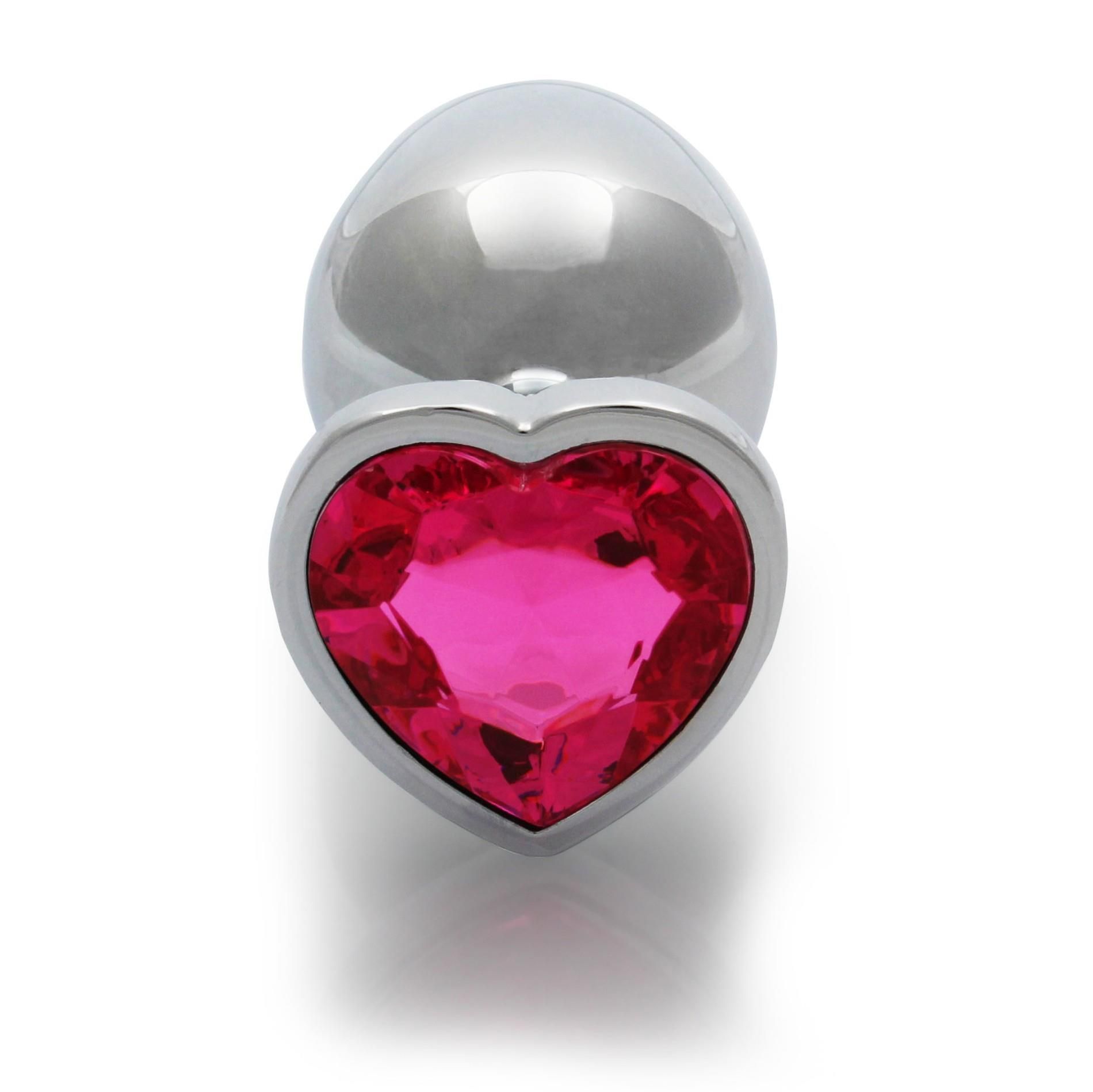 Korek analny Ouch! Heart Gem Butt Plug Medium, 8 cm (srebrny)