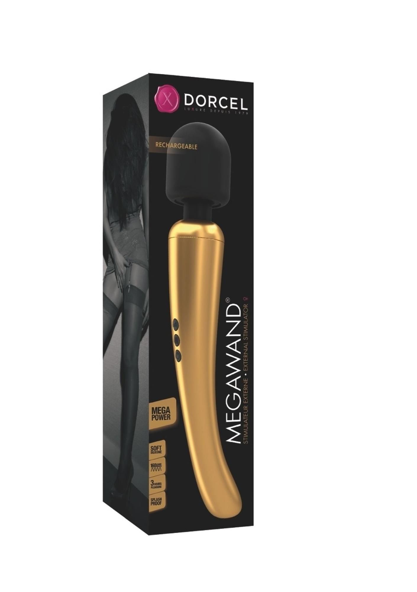 Wibromasażer Dorcel Megawand, 29,5 cm (złoto)