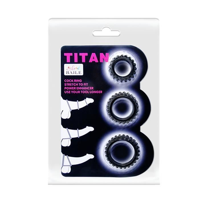 Набор эрекционных колец Baile Titan Cock Ring Set, 3 шт( чёрный )