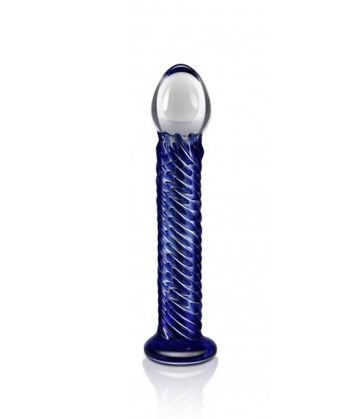 Dildo LoveToy Glass Romance, 17 cm (niebieski)
