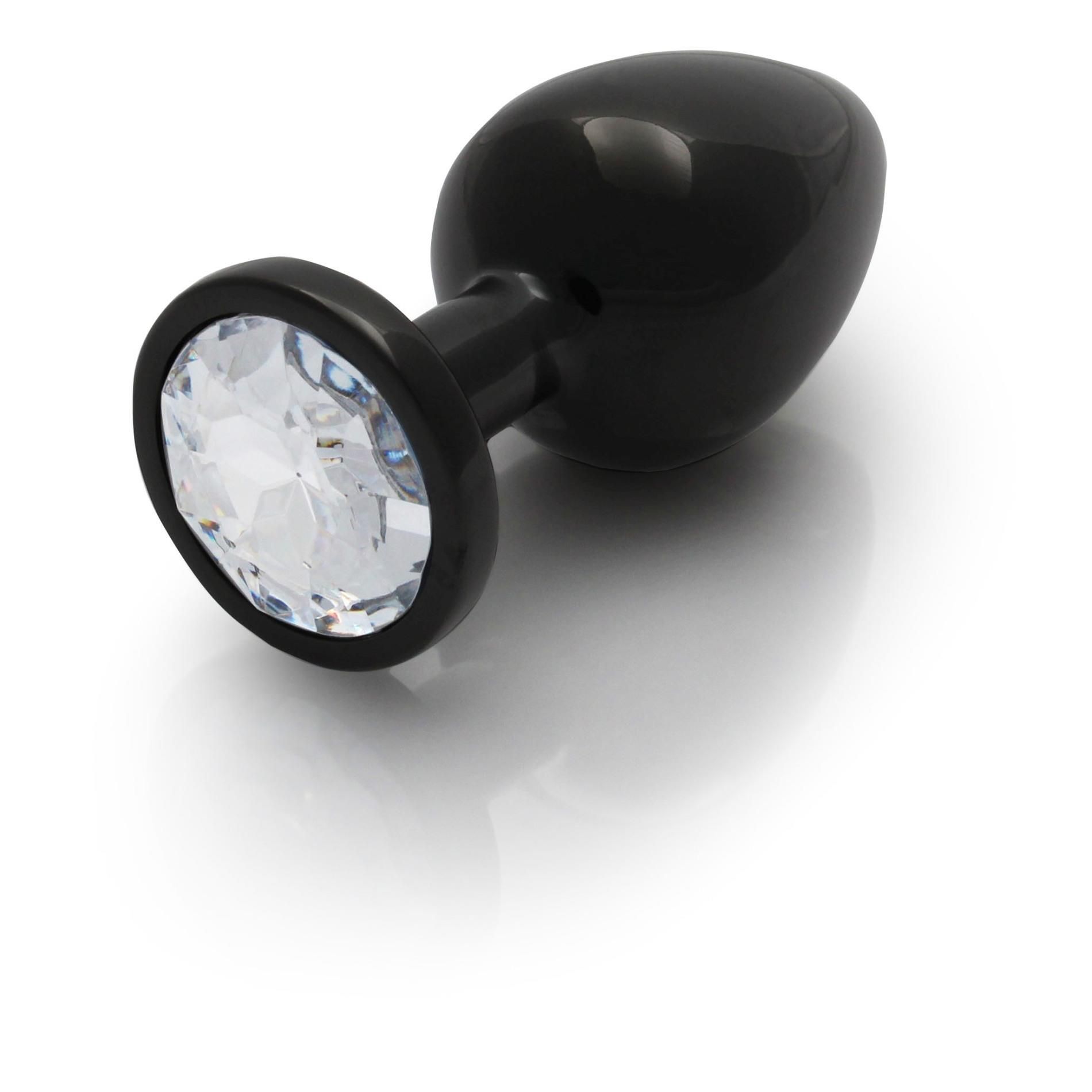 Анальная пробка Ouch! Round Gem Butt Plug L, 9.3 см (черный)