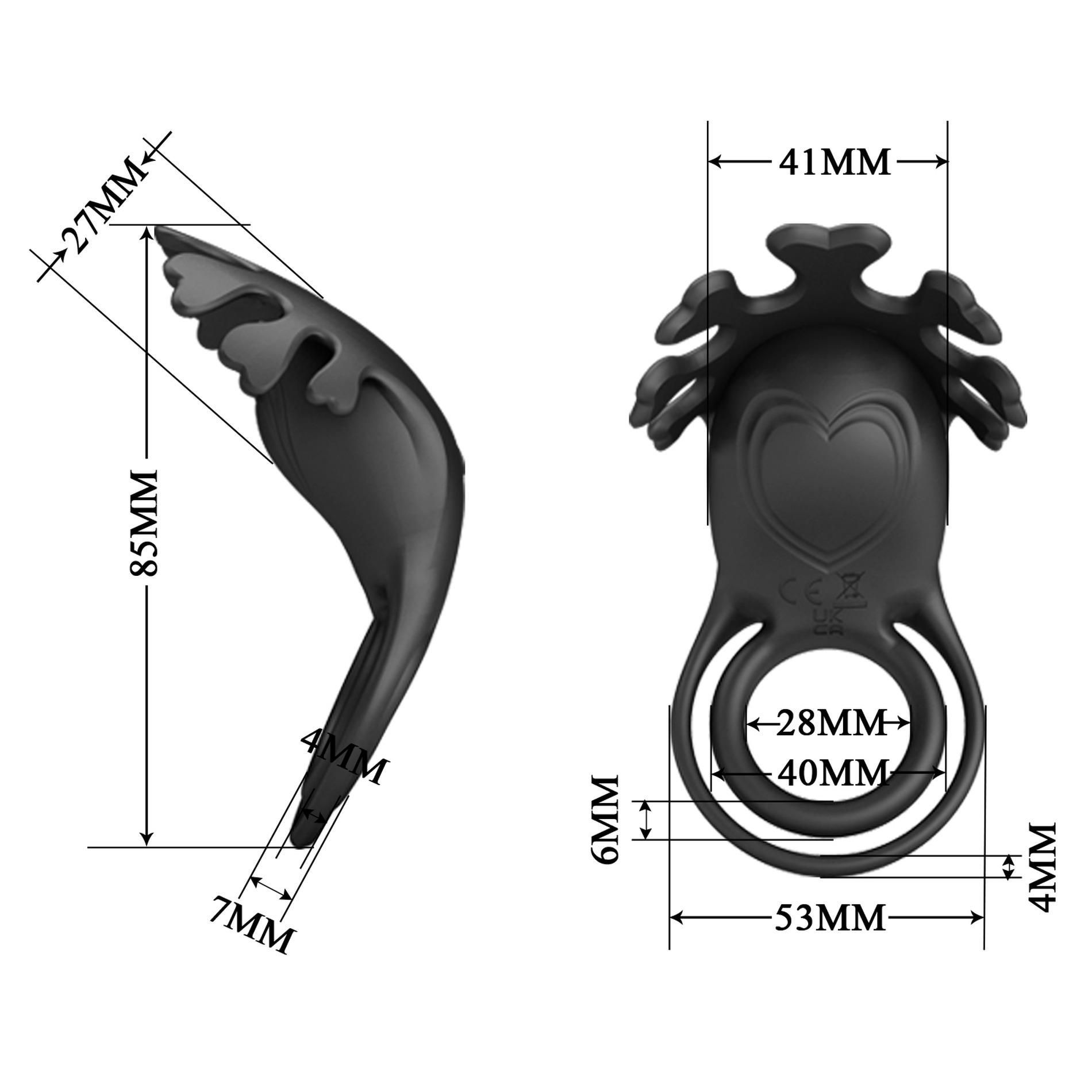 Ерекційне кільце Pretty Love Vibrant Penis Ring Ruben, 8,5 см (чорний)