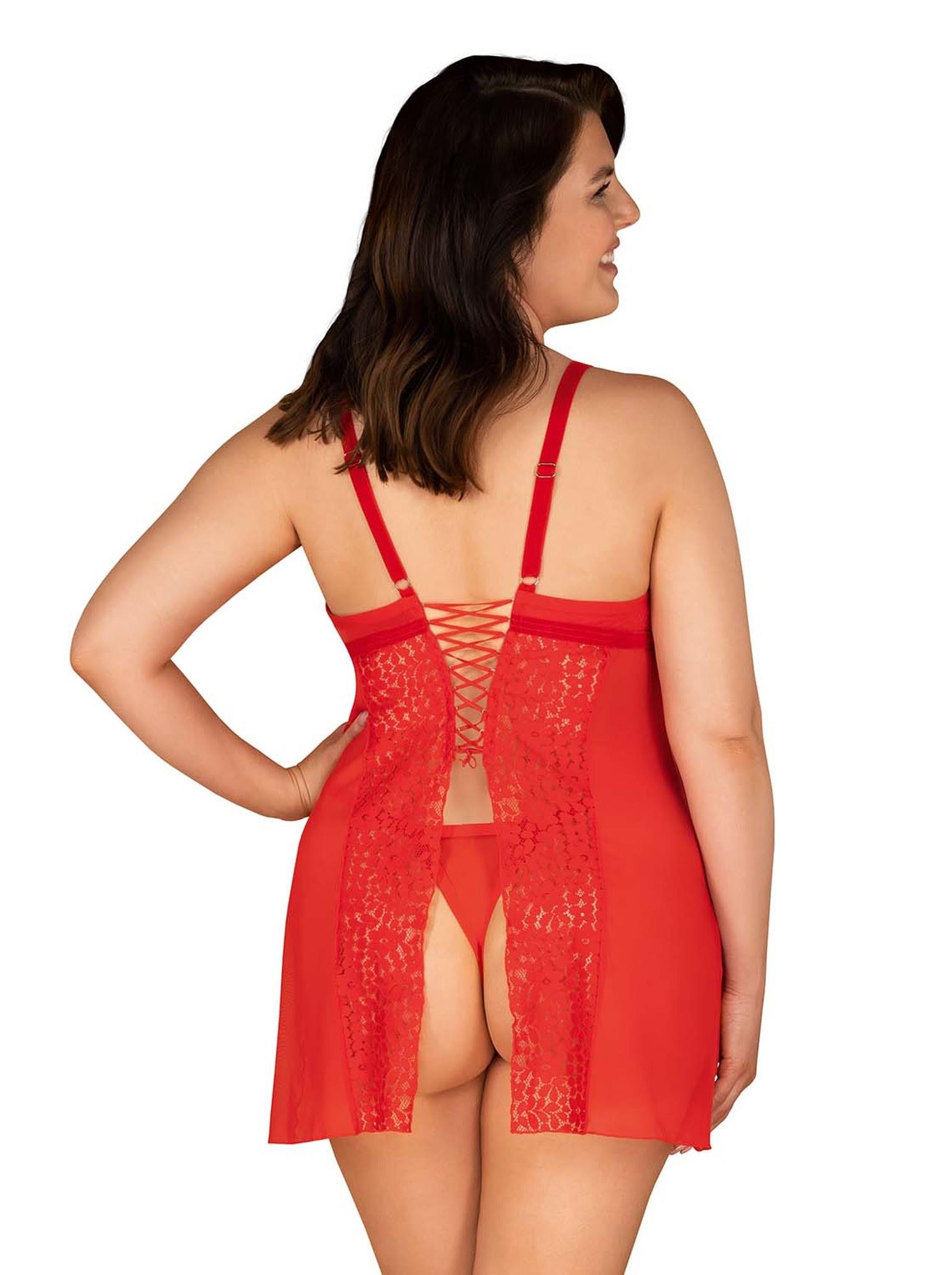 Комплект білизни Obsessive Blossmina, 6XL/7XL (червоний)