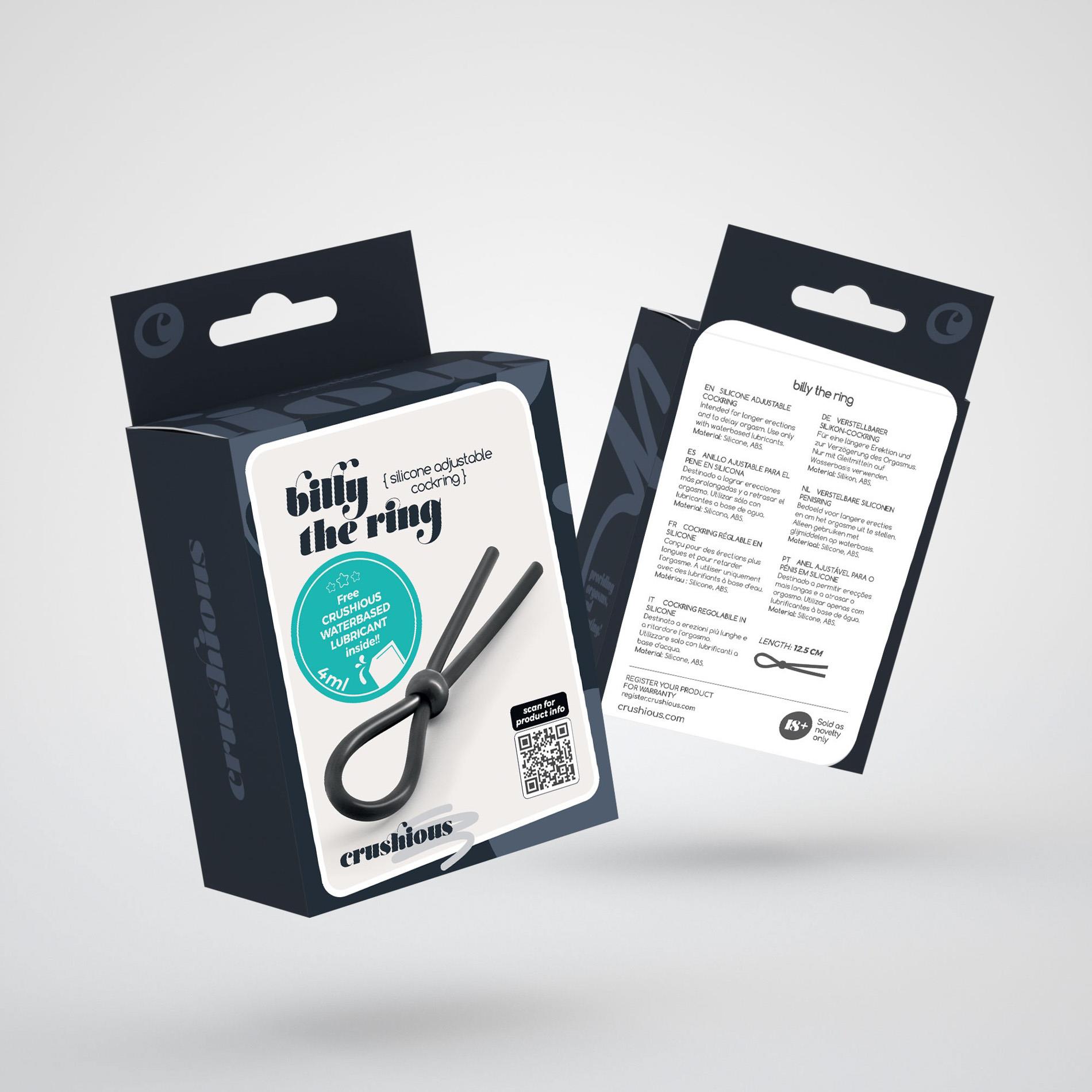 Эрекционное кольцо Crushious Billy The Ring, 12.5 см (черный)