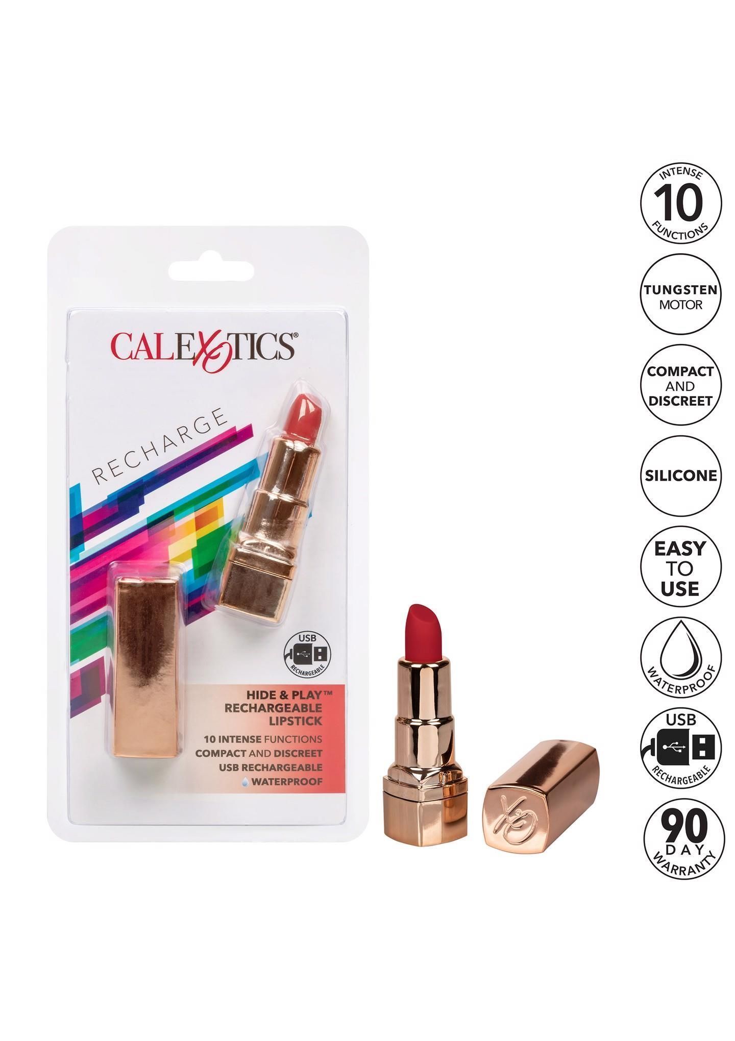 Вибратор для клитора CalExotics Hide & Play Lipstick Recharge, 7,5 см (красный)
