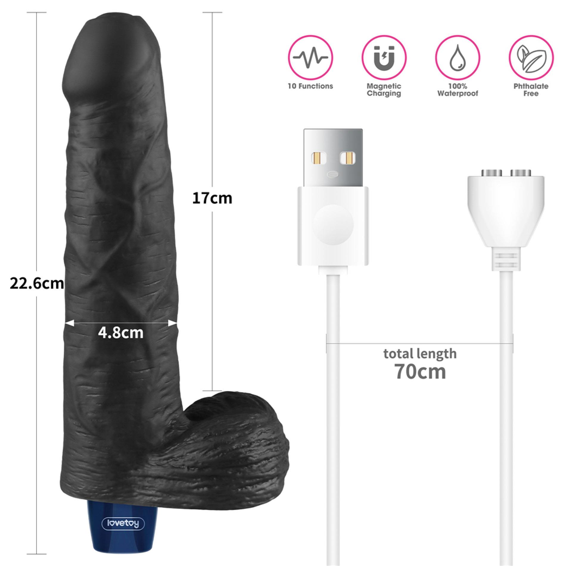 Vibrator Lovetoy Real Softee 9", 23 cm (czarny)