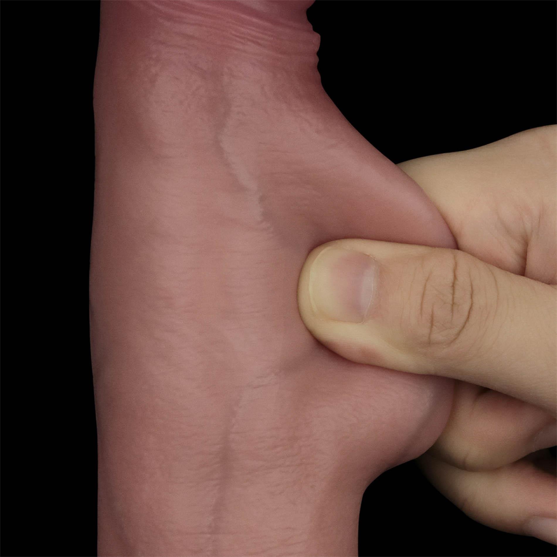 Dildo Lovetoy Sliding Skin Pro II Dong 8.5'', 21.5 cm (brązowy)