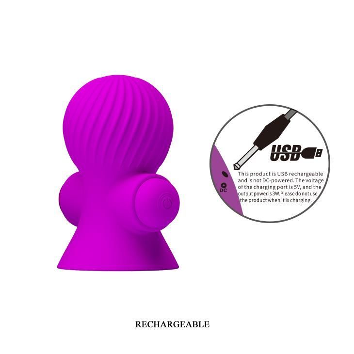Wibrujące pompki do sutków Pretty Love Nipple Sucker, 7,2 cm (fioletowy)