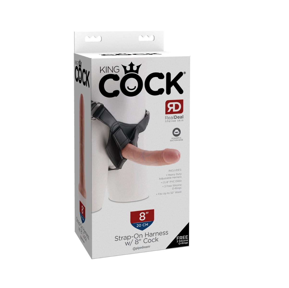 Страпон King Cock Strap-On Harness 8 Inch, 20,3 см (тілесний)