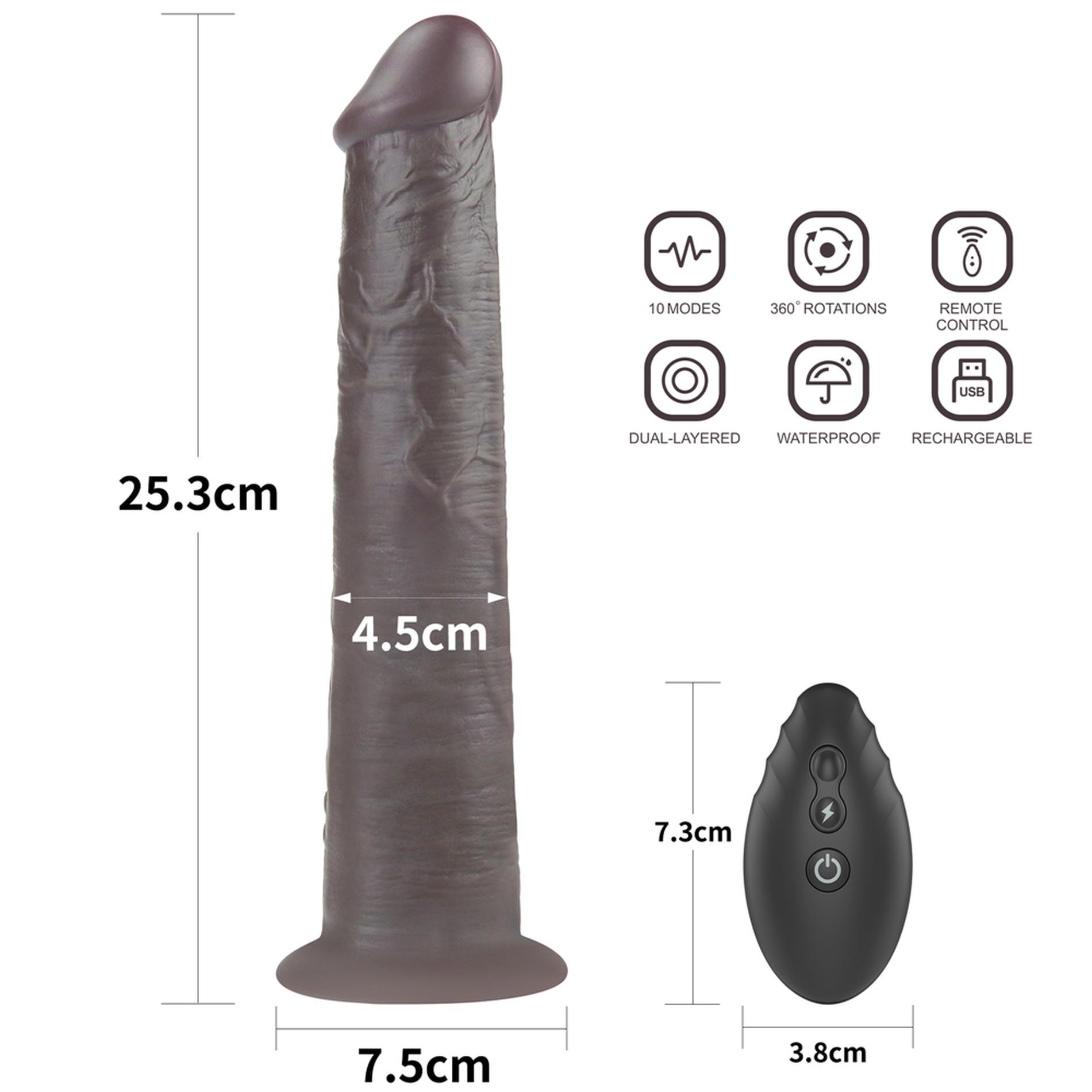 Вибратор Lovetoy Dual-Layered Silicone Nature Cock 10'', 25.3 см (черный)