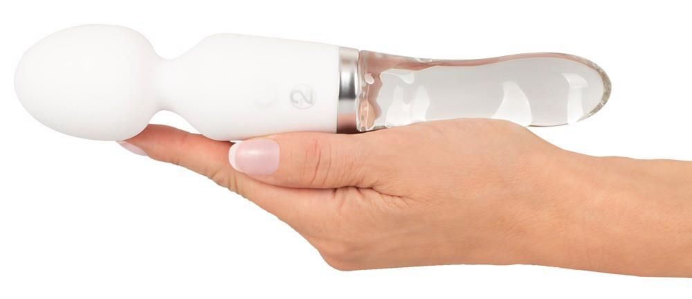 Двухсторонний стеклянный вибратор Orion Glass Vibrator 1, 21,5 см (белый)