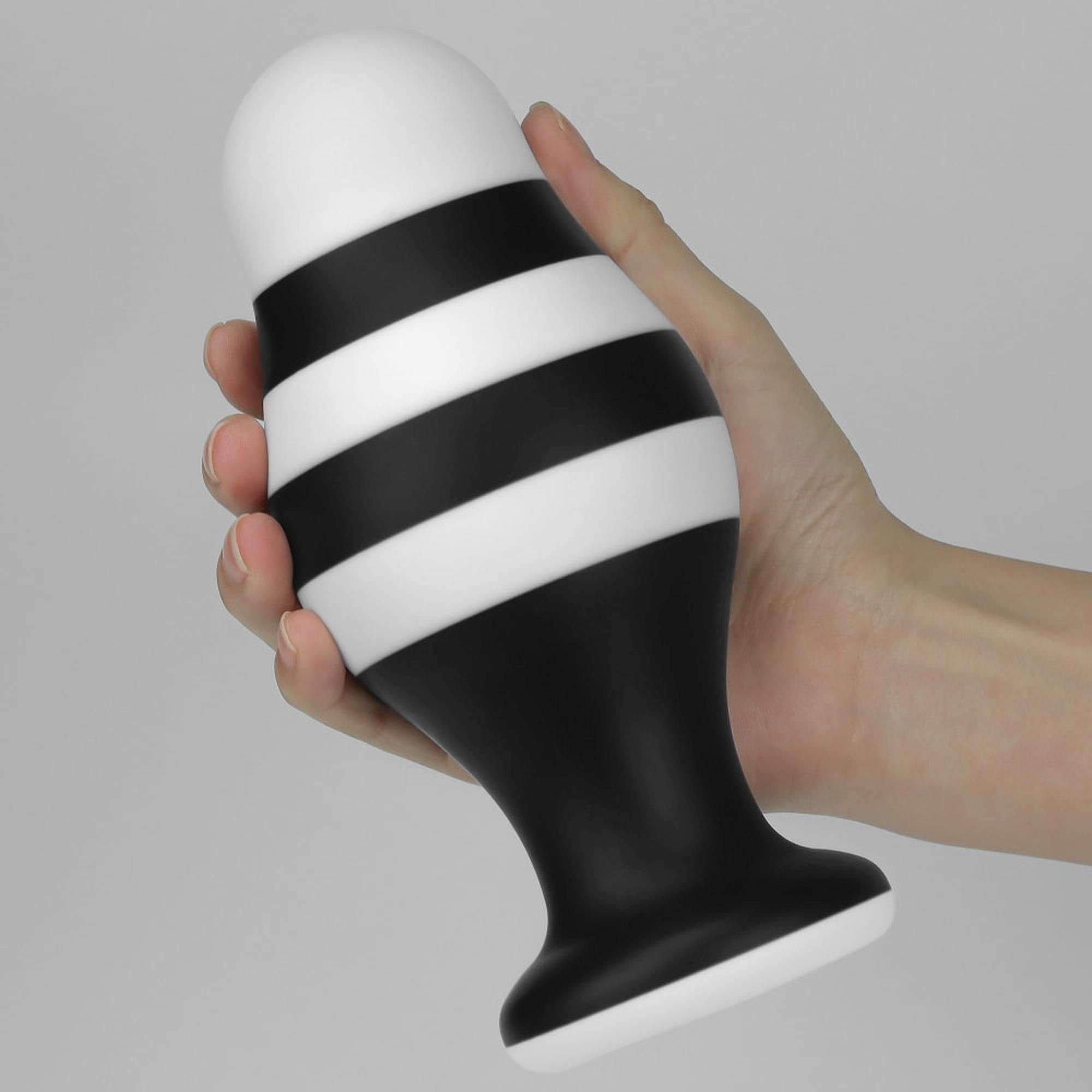 Korek analny LoveToy X-Missioner, 17 cm (czarny-biały)