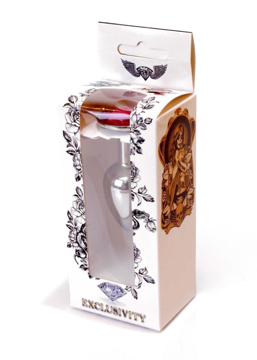 Metalowy korek analny z kryształem Boss Jewellery, 7х2.7 cm (fuksja)