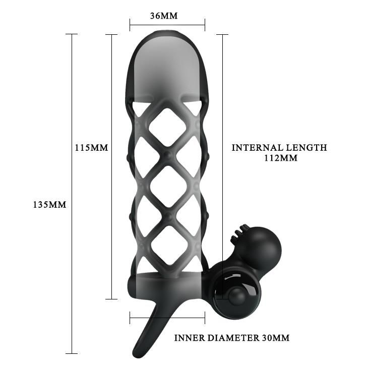 Насадка на пенис Pretty Love Vibro Penis Sleeve I, 13.5 см (черный)