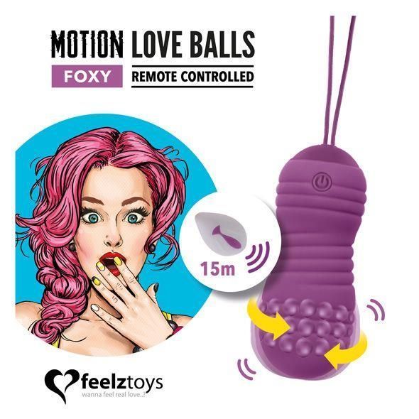 Вагинальные шарики с вибрацией FeelzToys Motion Love Balls Foxy, 8 см (фиолетовый)