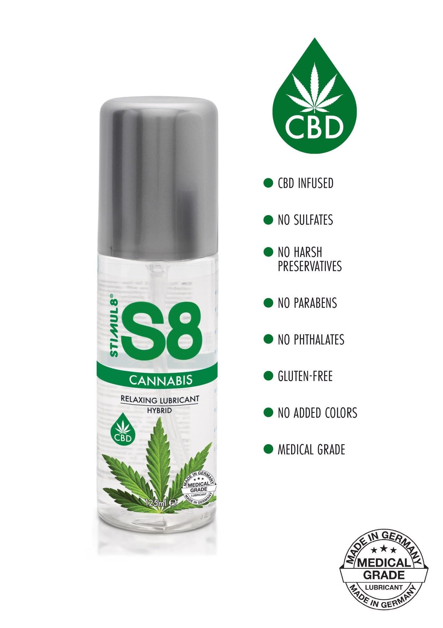 Luubrykant na bazie hybrydowej Stimul8 S8 Hybrid Cannabis Lube, 125 ml