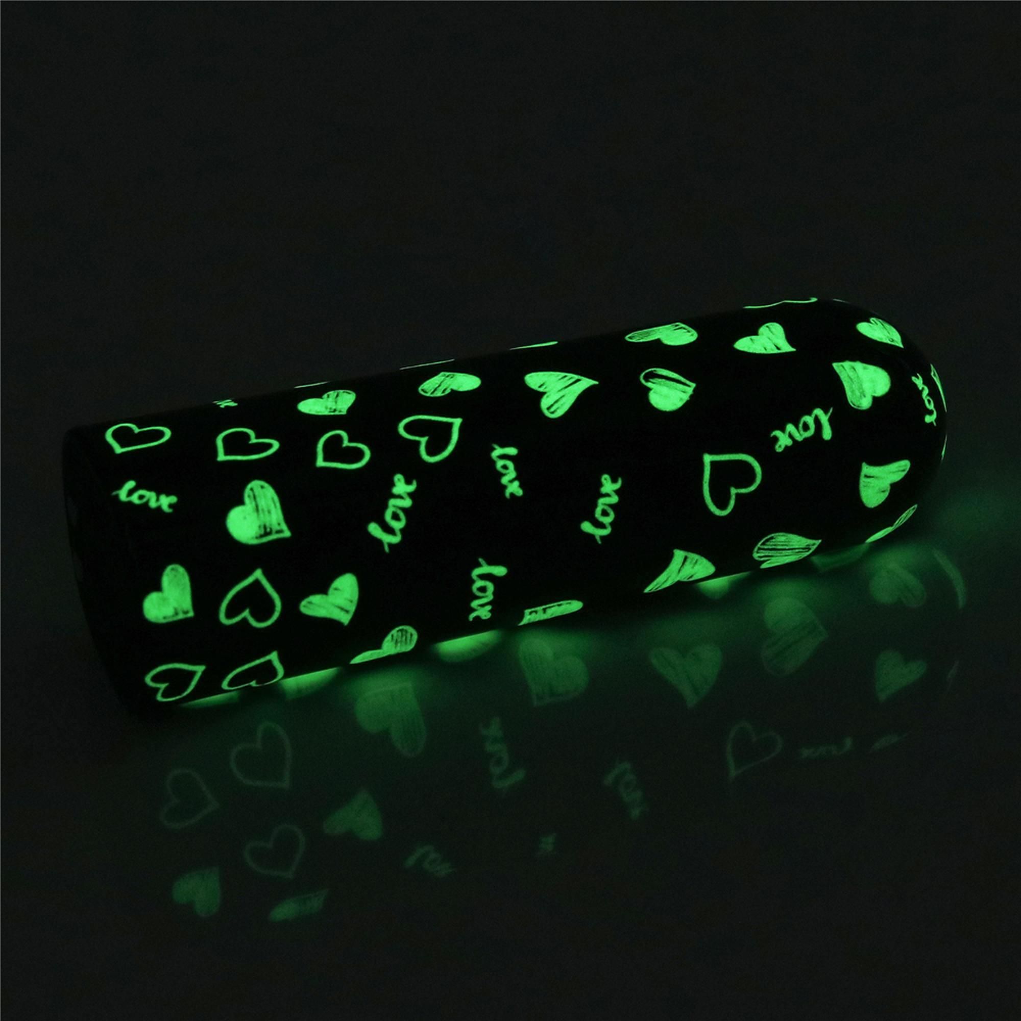 Вібратор для клітора LoveToy Heart Massager Glow In The Dark, 8,5 см (чорний)