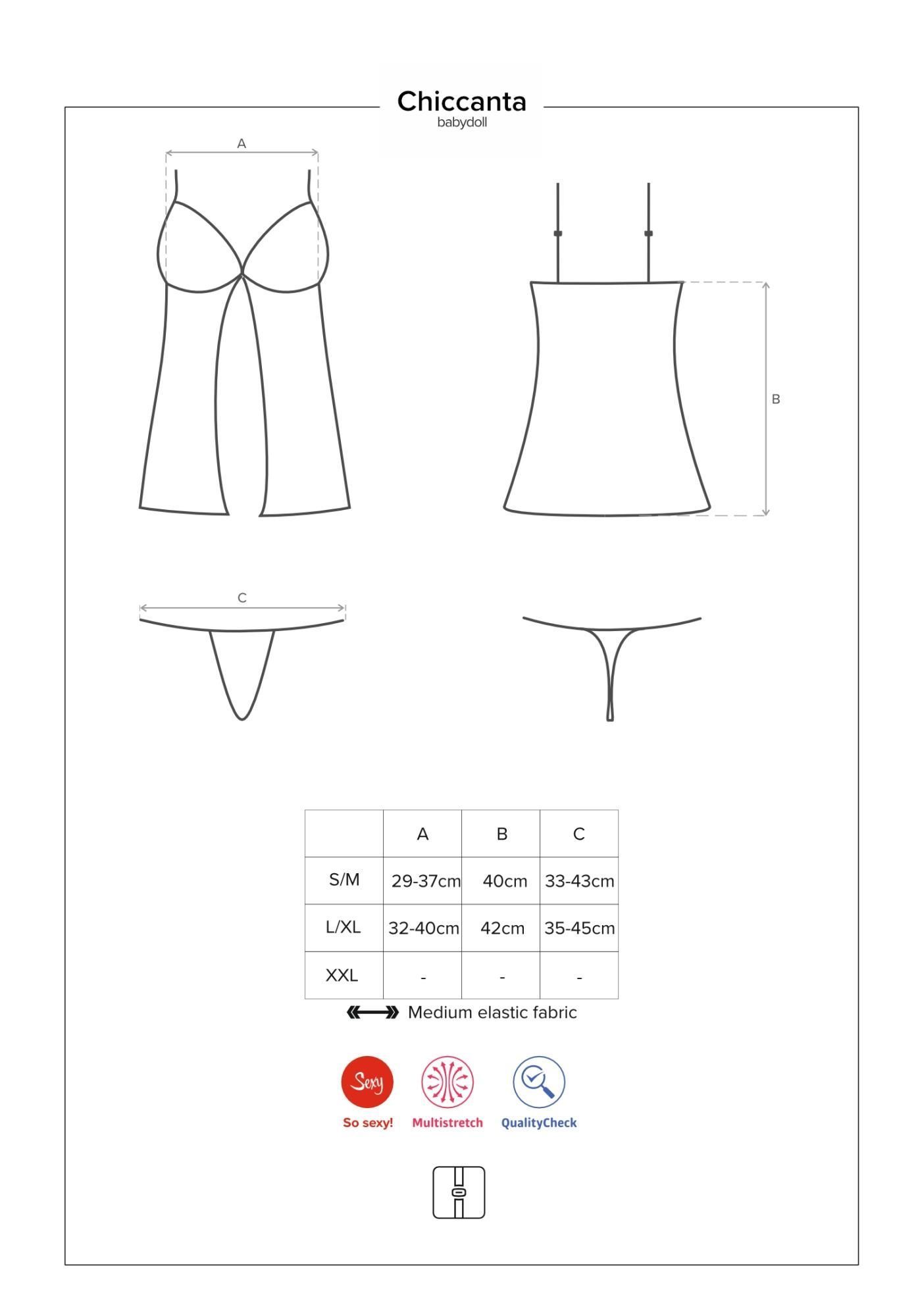 Komplet bielizny Obsessive Chiccanta Babydoll, S/M (czarny)