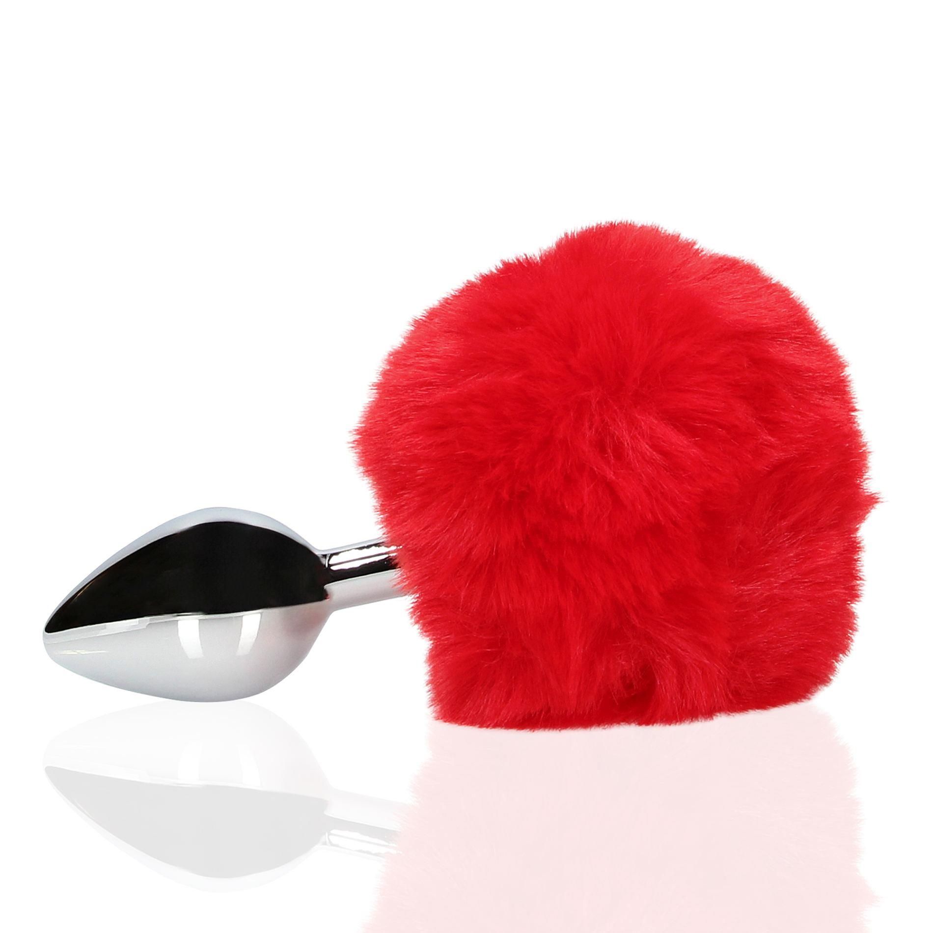 Korek analny Ouch! Bunny Tail, 13.5 cm (czerwony)
