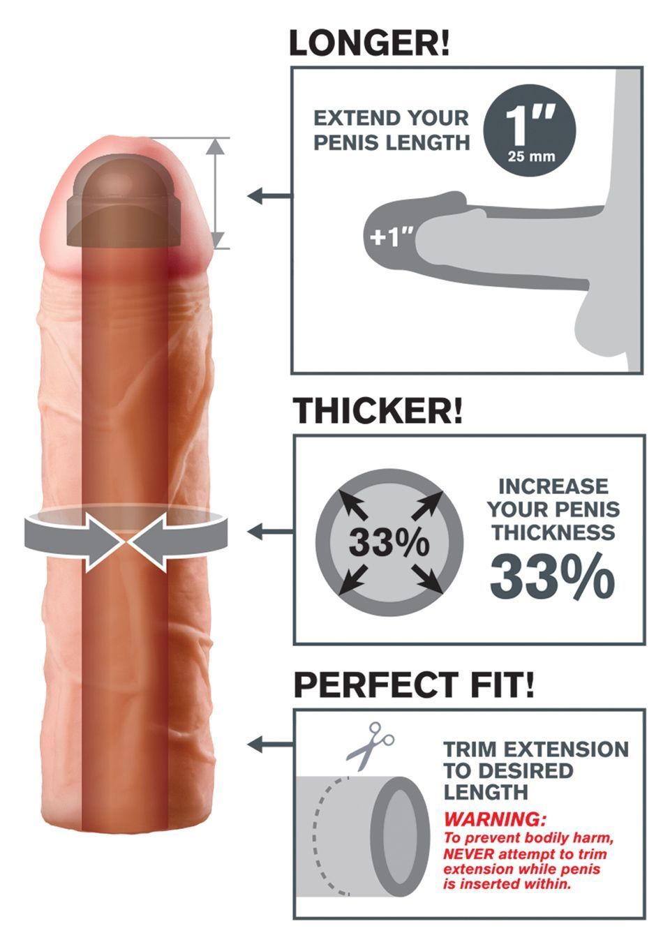Насадка для пениса Perfect Extension Flesh, 17,5 см (телесный)