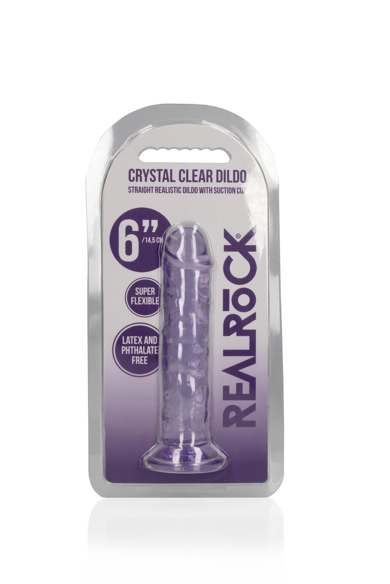 Фаллоимитатор RealRock Crystal Clear Realistic Dildo 6'', 14.5 см (фиолетовый)
