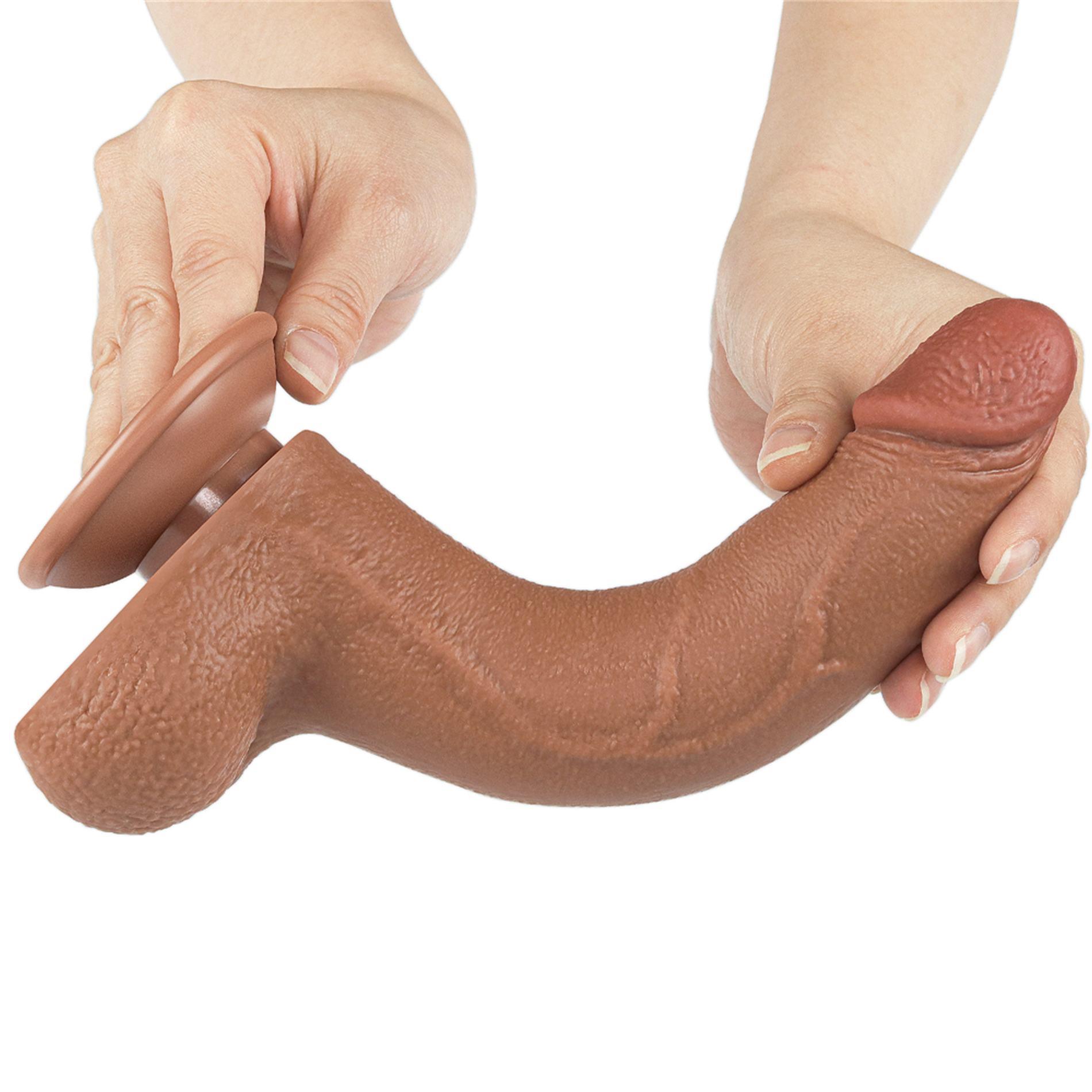 Фаллоимитатор Lovetoy Sliding-Skin Dual Layer Dong 8.5'', 20 см (коричневый)