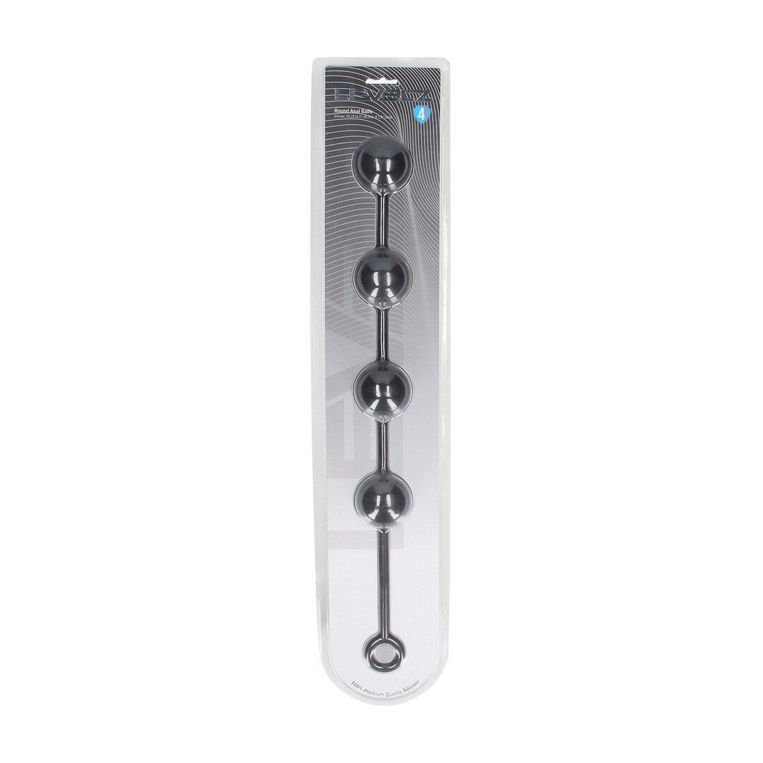 Анальная цепочка Levelz Round Silicone Anal Balls, 46.5 см (черный)