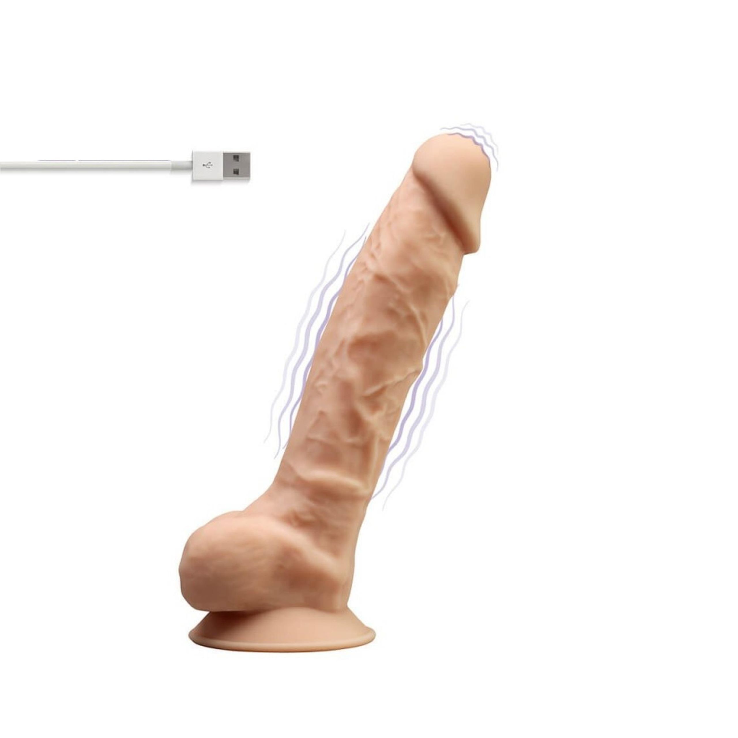 Wibrujące dildo SilexD Vetus Model 1, 20 cm (w kolorze cielistym)
