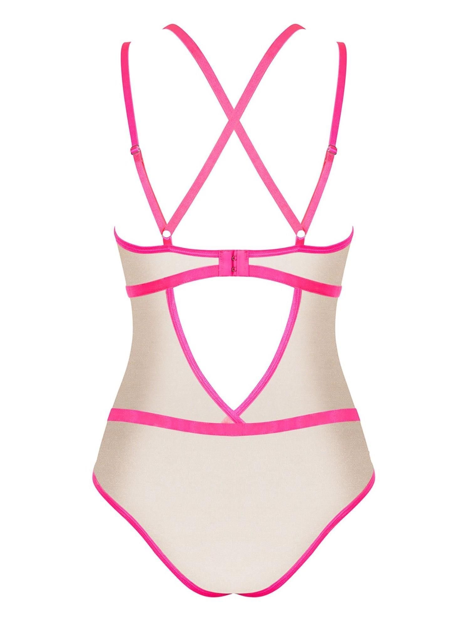 Боди Obsessive Nudelia, L/XL (розовый)