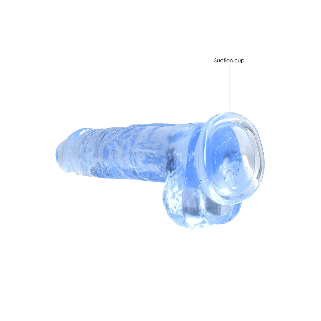 Фаллоимитатор RealRock Crystal Clear 8”, 21 см (голубой)