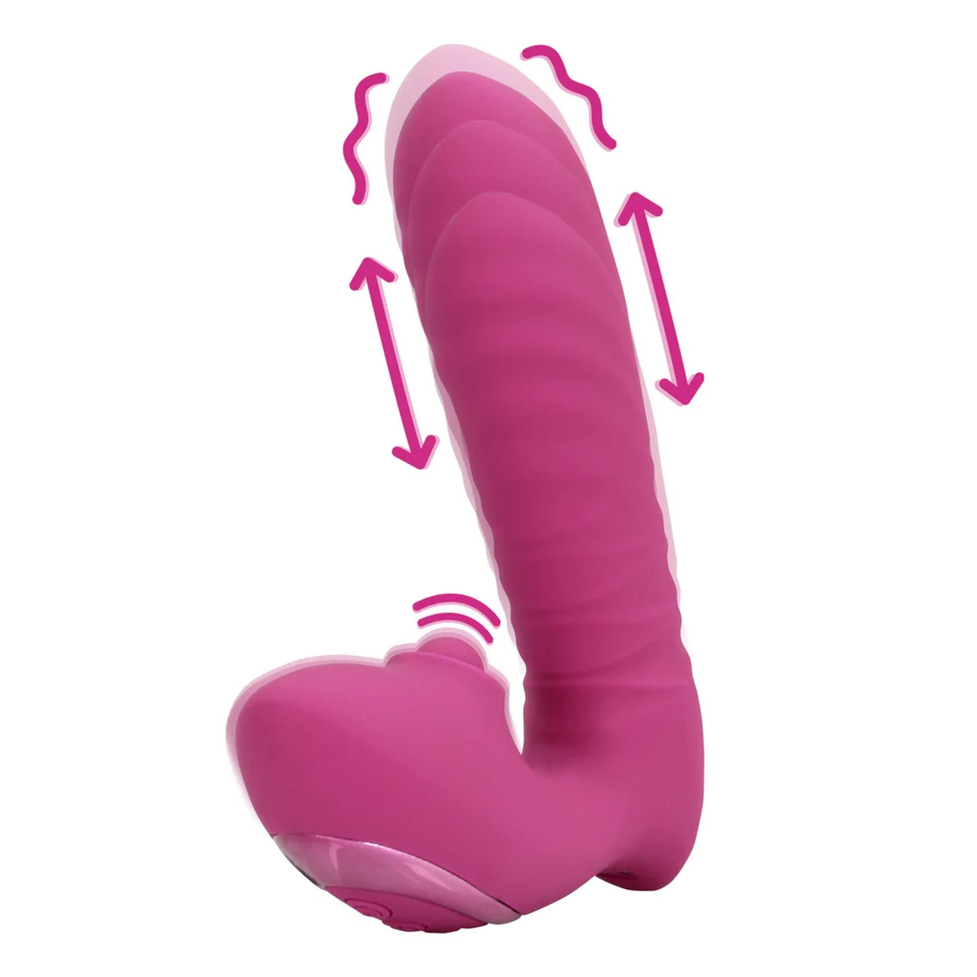 Вибратор Loveline Thrusting and Tapping, 15.6 см (розовый)