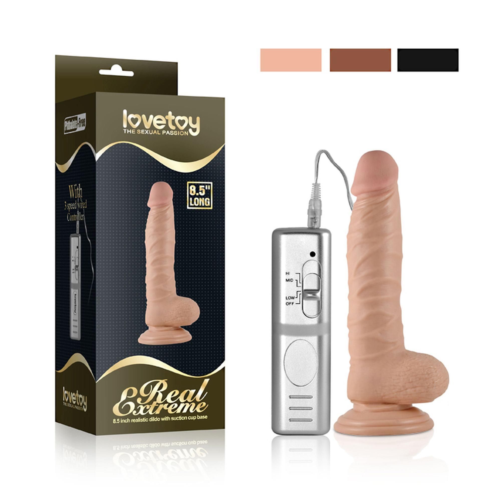 Фалоімітатор з вібрацією Lovetoy Real Extreme, 22 см (тілесний)