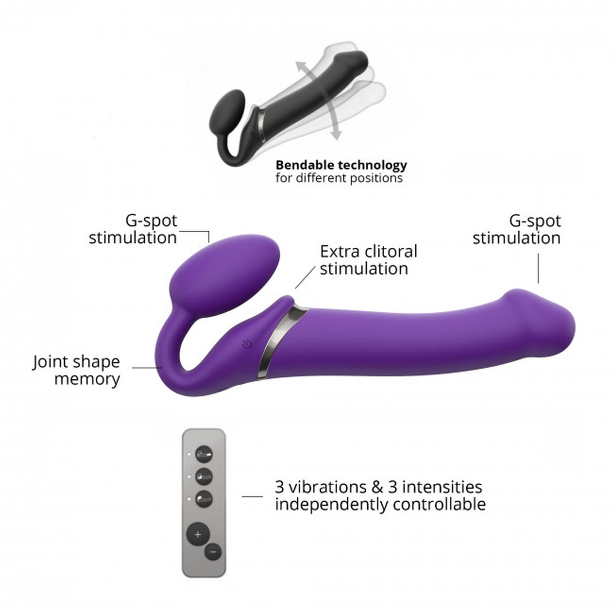 Страпон Strap-On-Me Vibrating L, 19 см (фіолетовий)