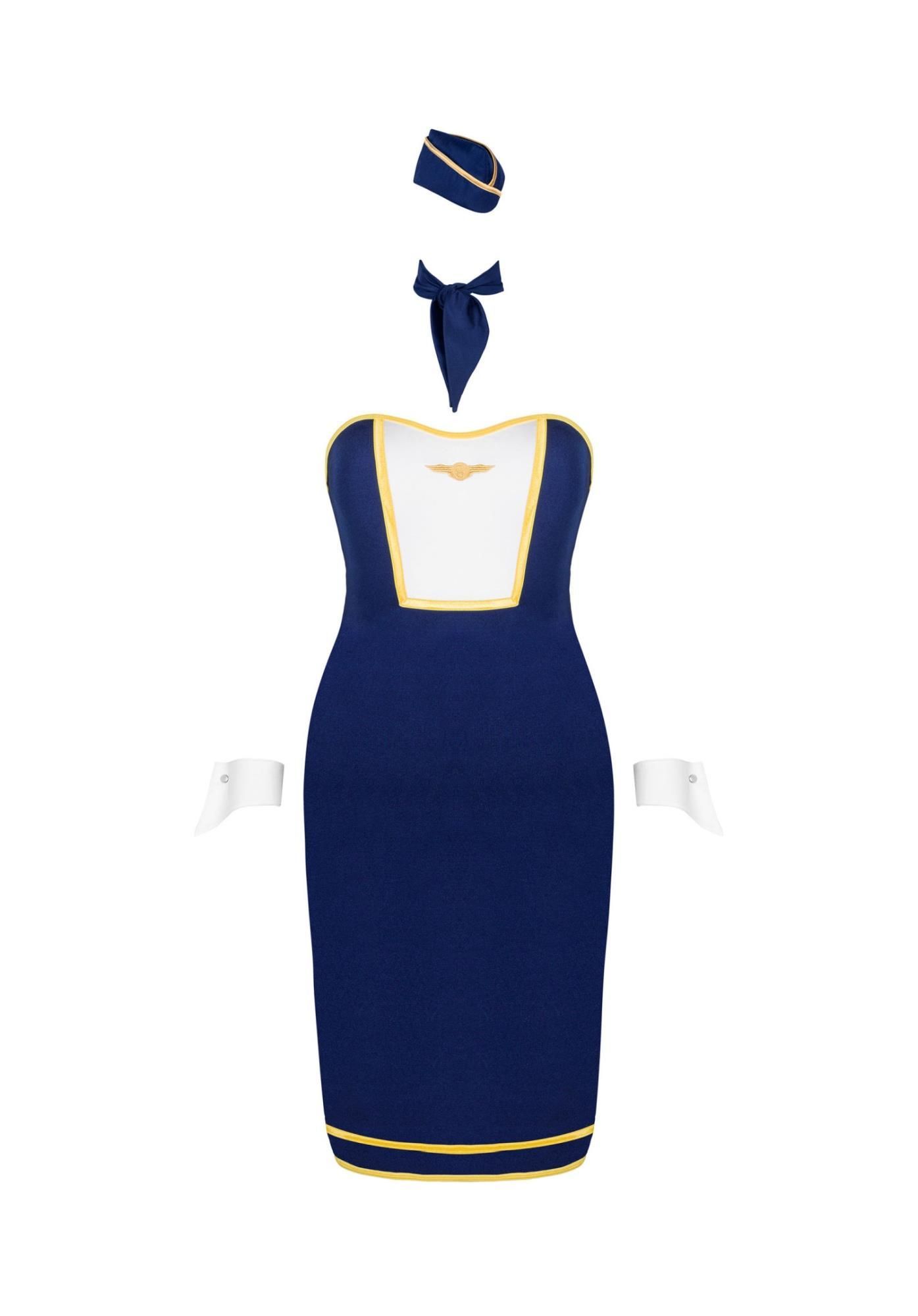 Эротический костюм стюардессы Obsessive Stewardess Uniform, XS/S (синий)