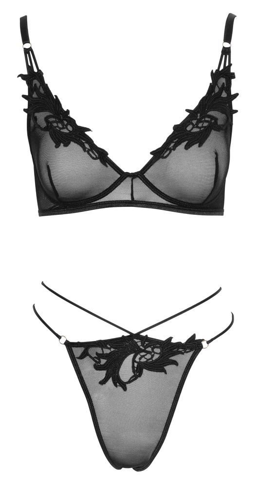 Комплект белья Cottelli LINGERIE Bra and Rio, L (черный)