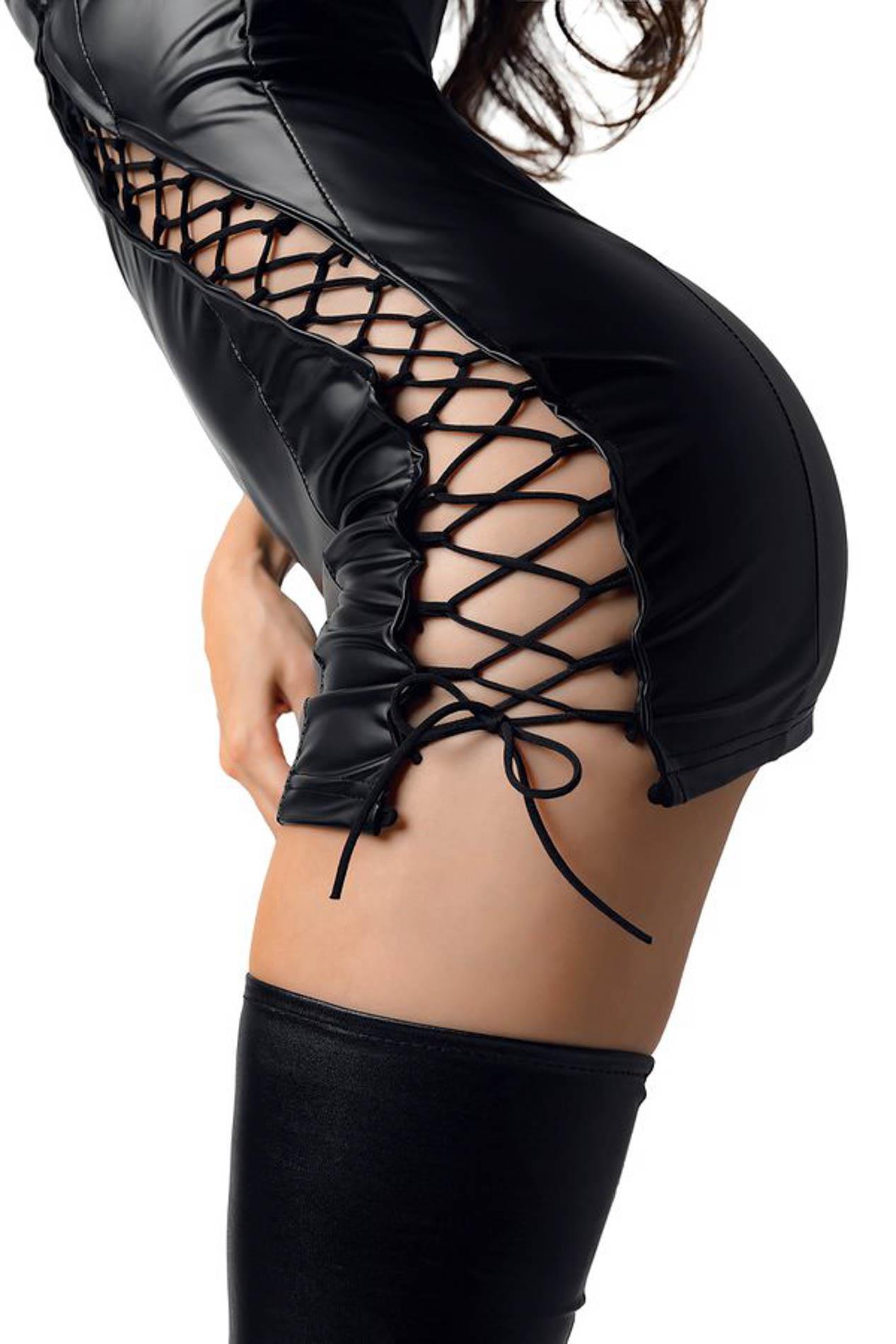 Мини-платье Glossy Wetlook Lillie, S (черный)