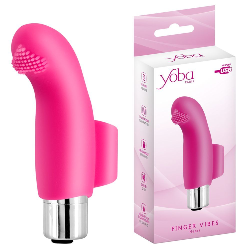 Вибратор на палец Yoba Finger Vibes Heart, 8.5 см (розовый)