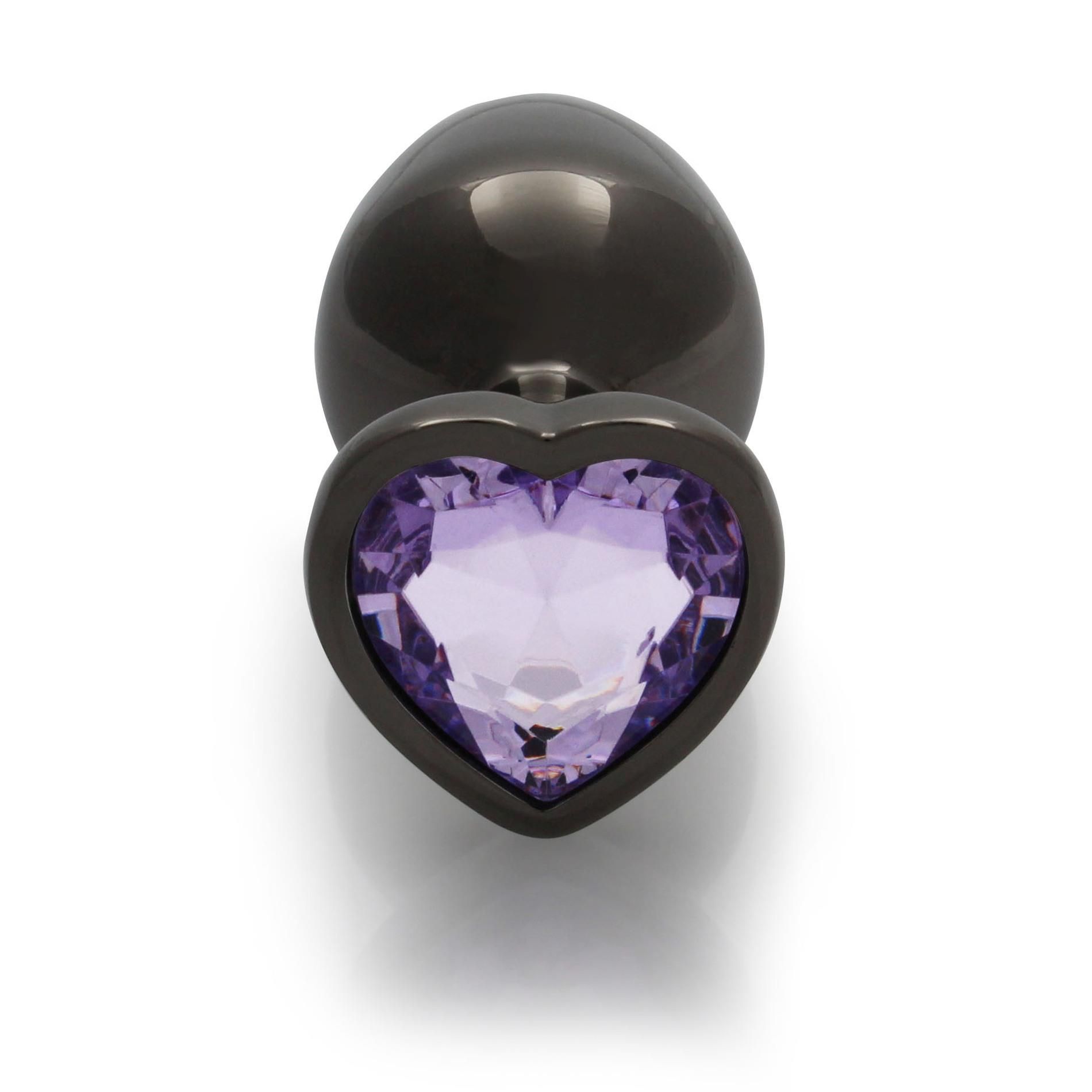 Korek analny Ouch! Heart Gem Butt Plug Medium, 8 cm (czarny)