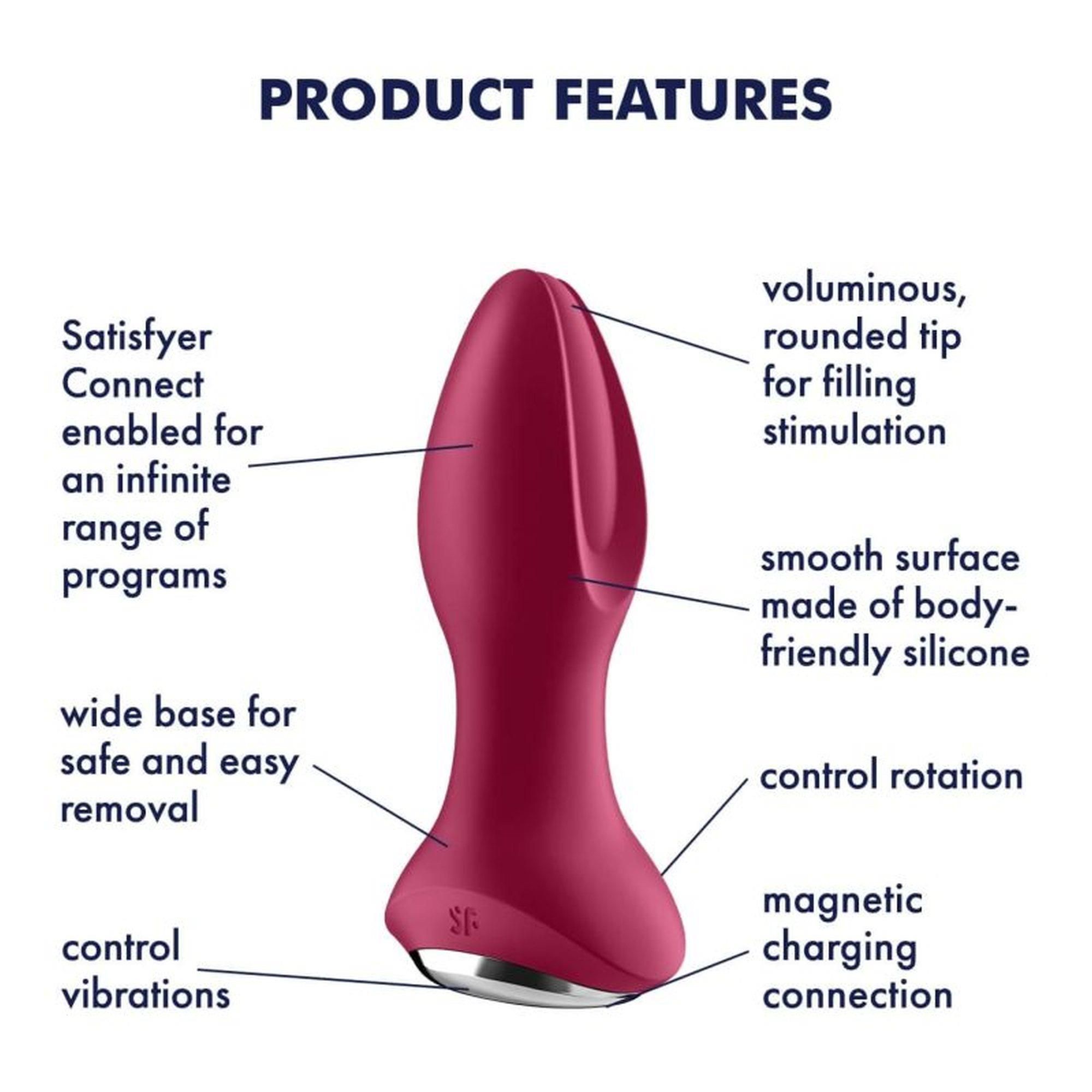 Korek analny Satisfyer Rotator Plug 2+, 12,8 cm (czerwony)