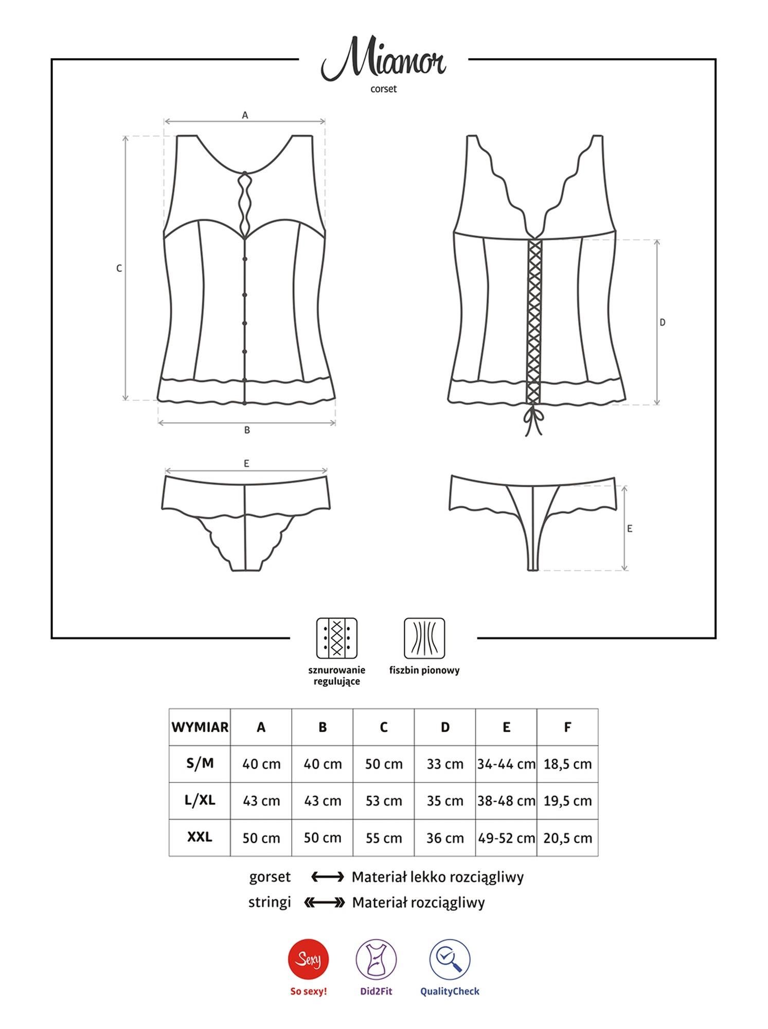 Комплект белья Obsessive Miamor, S/M (бордовый)