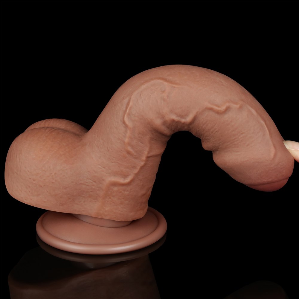 Фаллоимитатор LoveToy Sliding-Skin Dual Layer Dong 7", 18.3 см (коричневый)