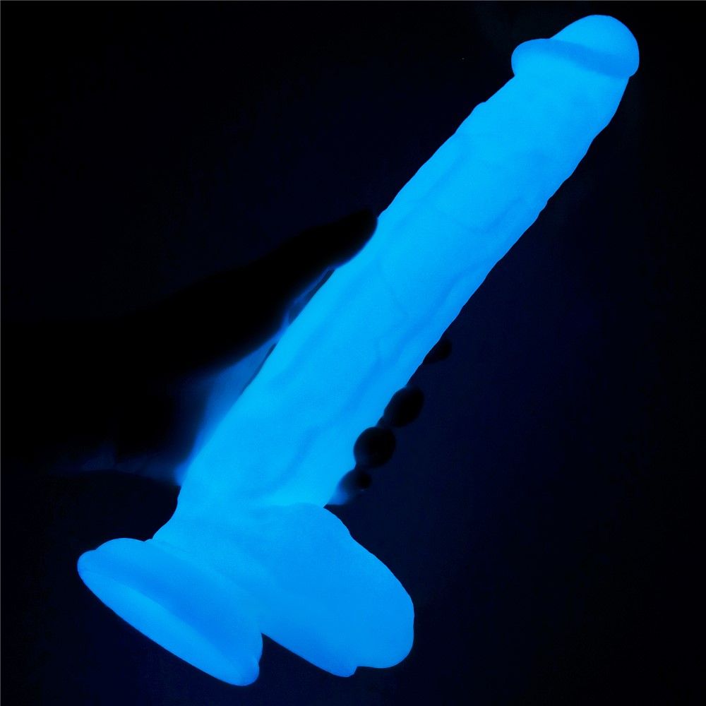 Неоновый фаллоимитатор LoveToy Lumino Play, 26,9 см (голубой)