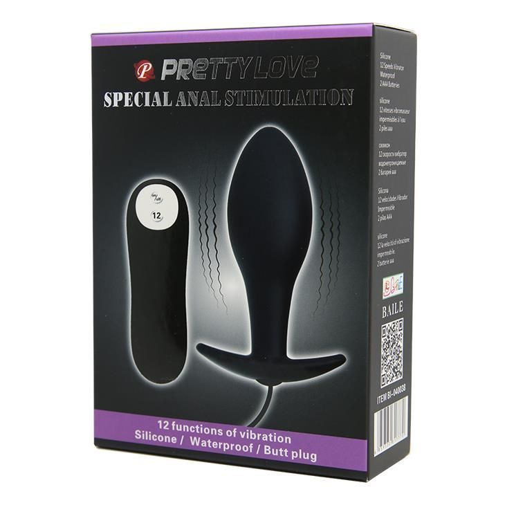 Korek analny Pretty Love Vibrating Butt, 7,5 cm (czarny)