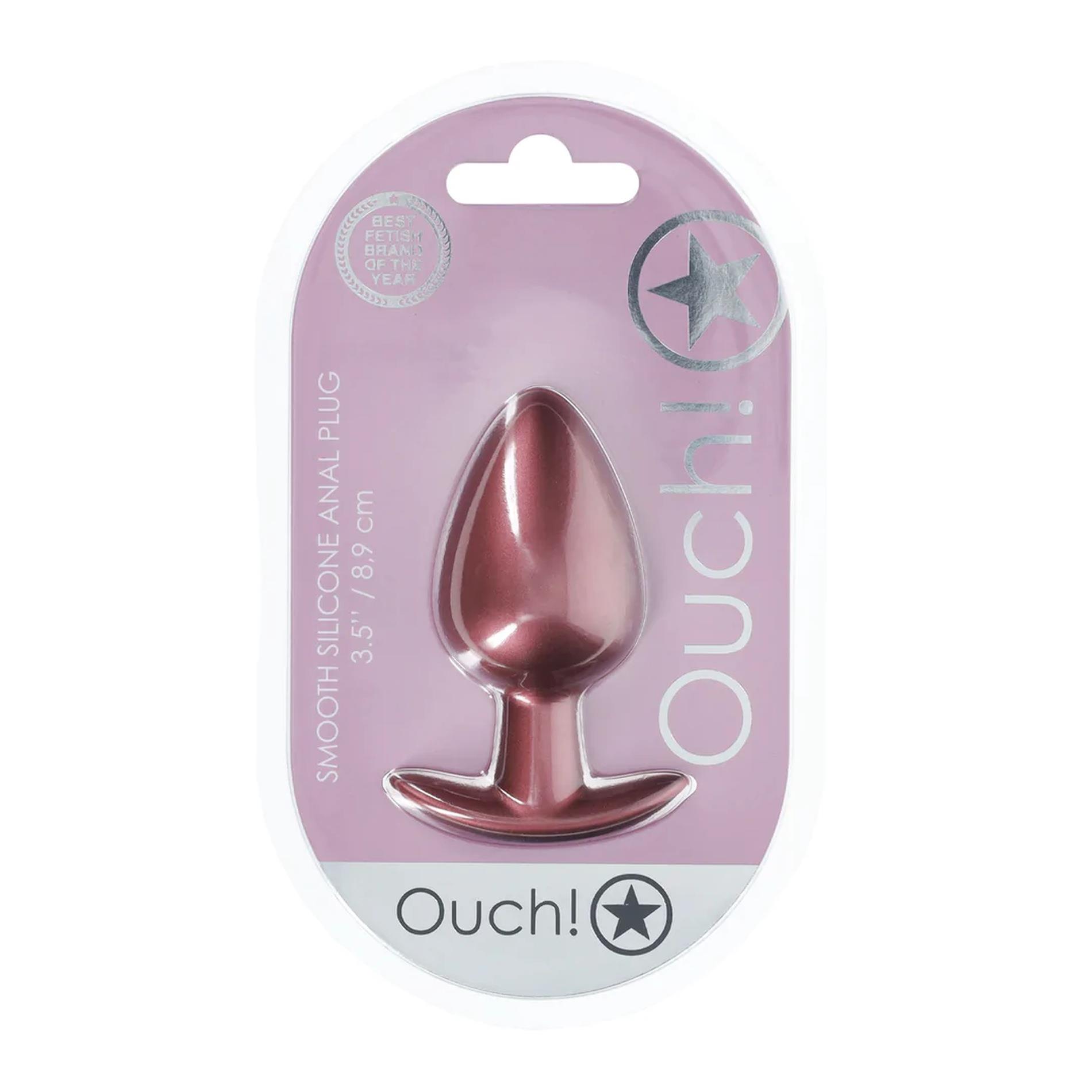 Korek analny Ouch! Smooth Anal Plug Metallic L, 8.9 cm (różowe złoto)