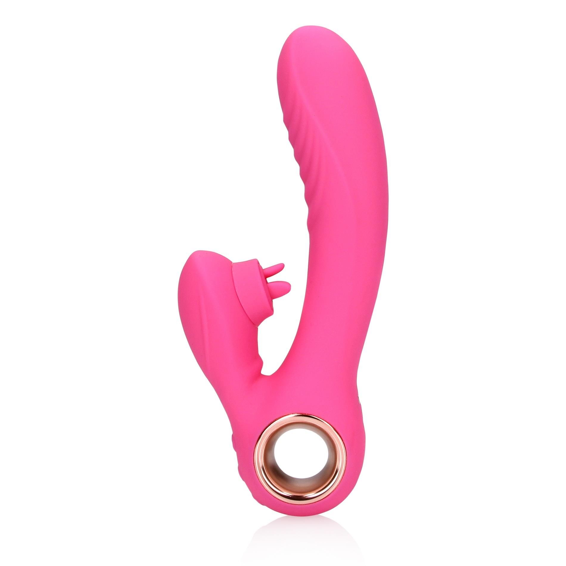 Вибратор-кролик Loveline Tongue Flickering and Heating, 21,5 см (розовый)