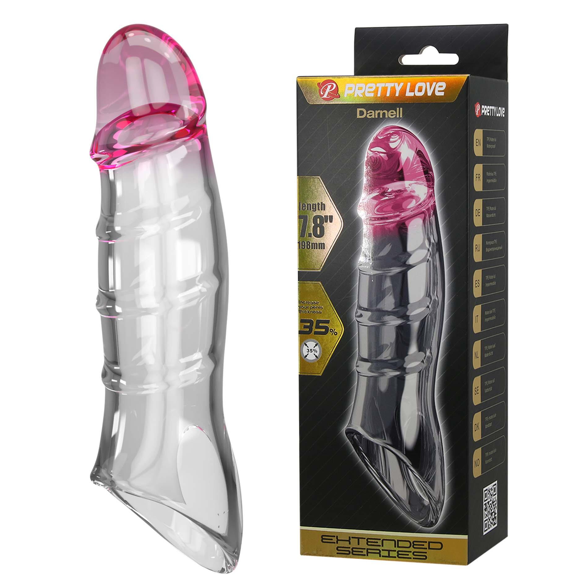 Насадка на пенис Pretty Love  Penis Sleeve Damell, 19.8 см (прозрачный)