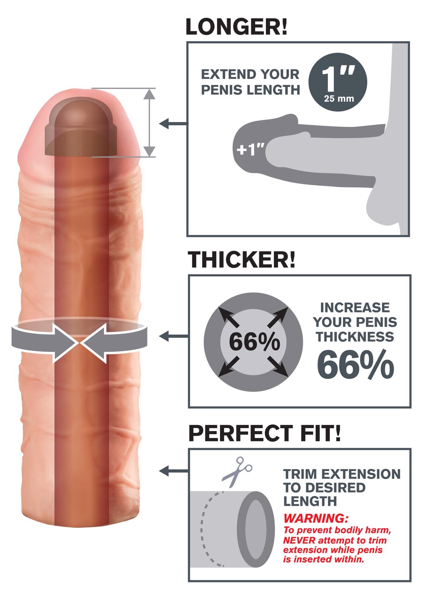 Насадка на пеніс Pipedream Fantasy X-Tensions Mega 1" Extension Light, 17.7 см (тілесний)