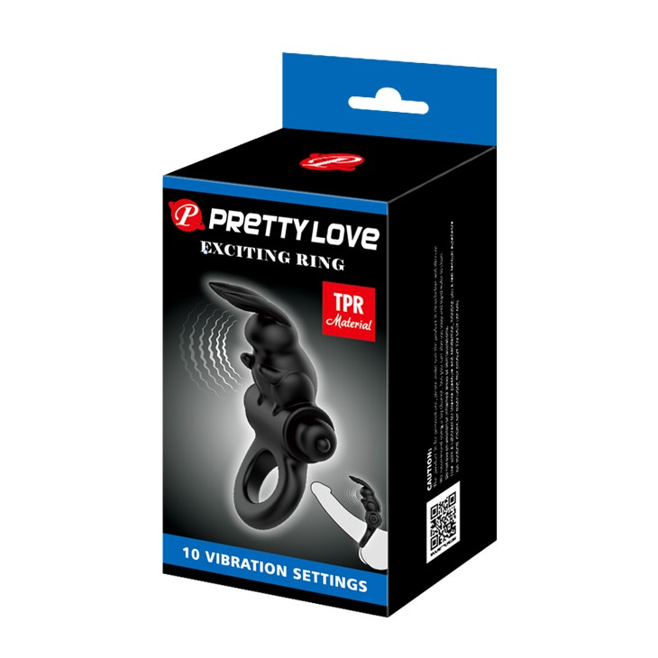 Эрекционное кольцо с вибрацией Pretty Love Exciting Ring, 9,2 см (черный)