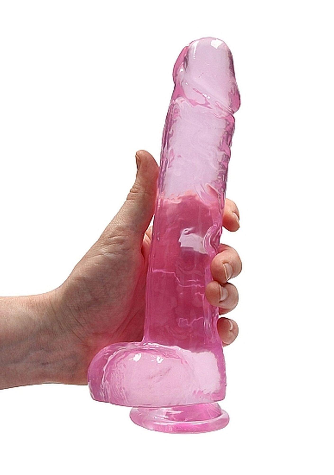 Фаллоимитатор Realrock Crystal Clear 9", 22 см (розовый)